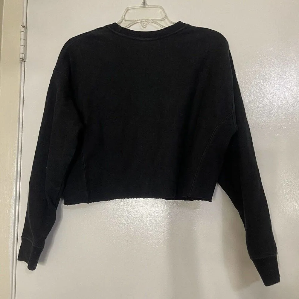 Champion black logo cropped knit sweatshirt pullovers size medium - Image 4