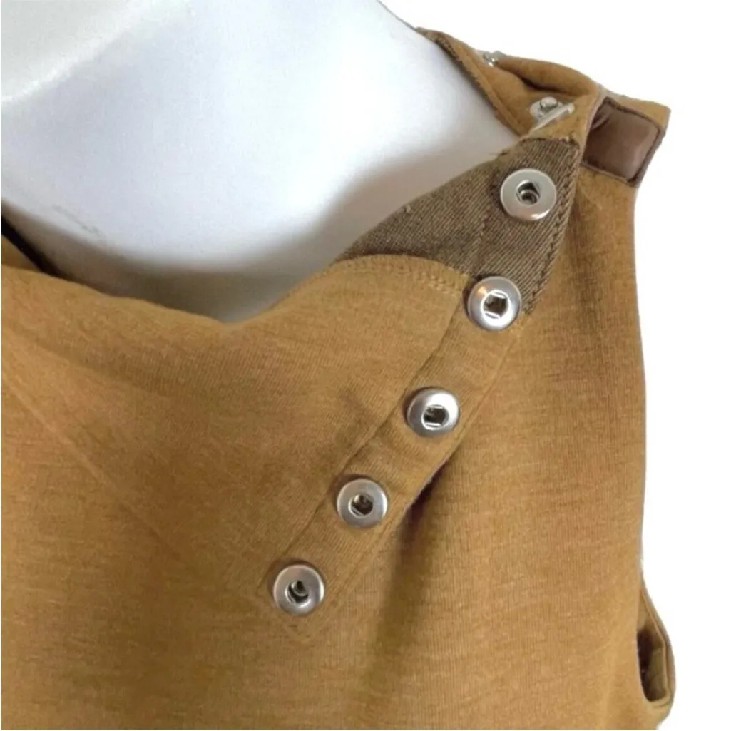 Ralph Lauren Sport Sleeveless Stretch Leather Snap Mock Neck Midi Dress Small - Image 8