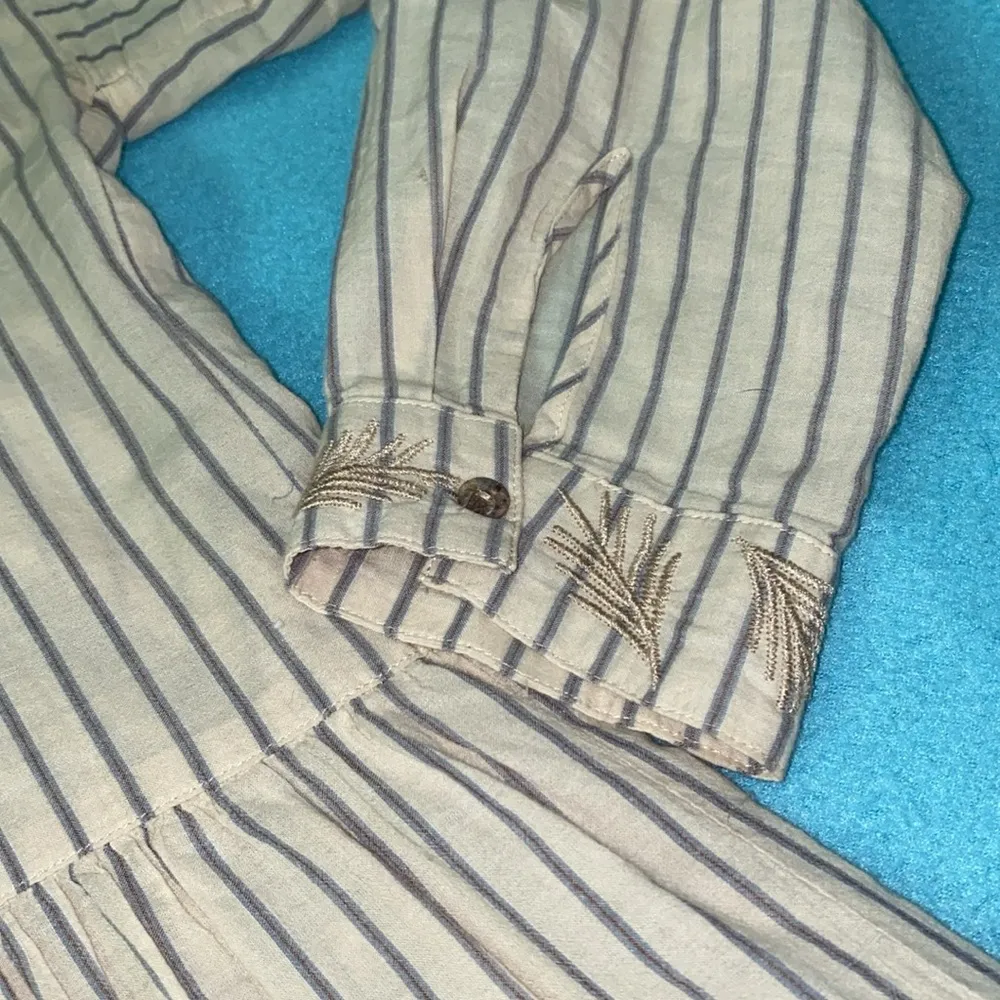 JOHNNY WAS embroidered floral striped long sleeve button up blouse tunic size M - Image 7