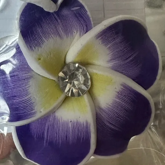 Purple and Yellow Floral‎ Earrings - Image 4