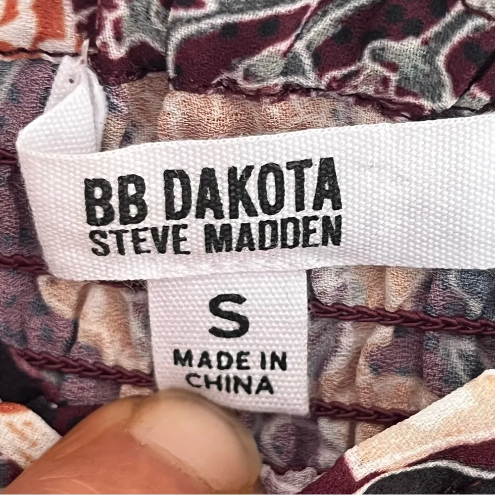 Womens BB Dakota Steve Madden Boho Crop Top Off Shoulder Floral Print Size Small Red - Image 8