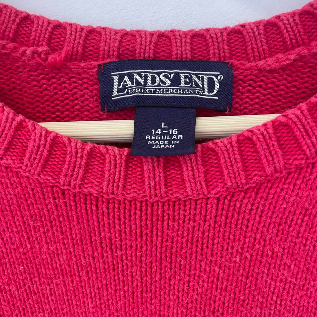 Vintage Lands' End Women's Vibrant Red Crew Neck Sweater sz Large(14 - Image 2