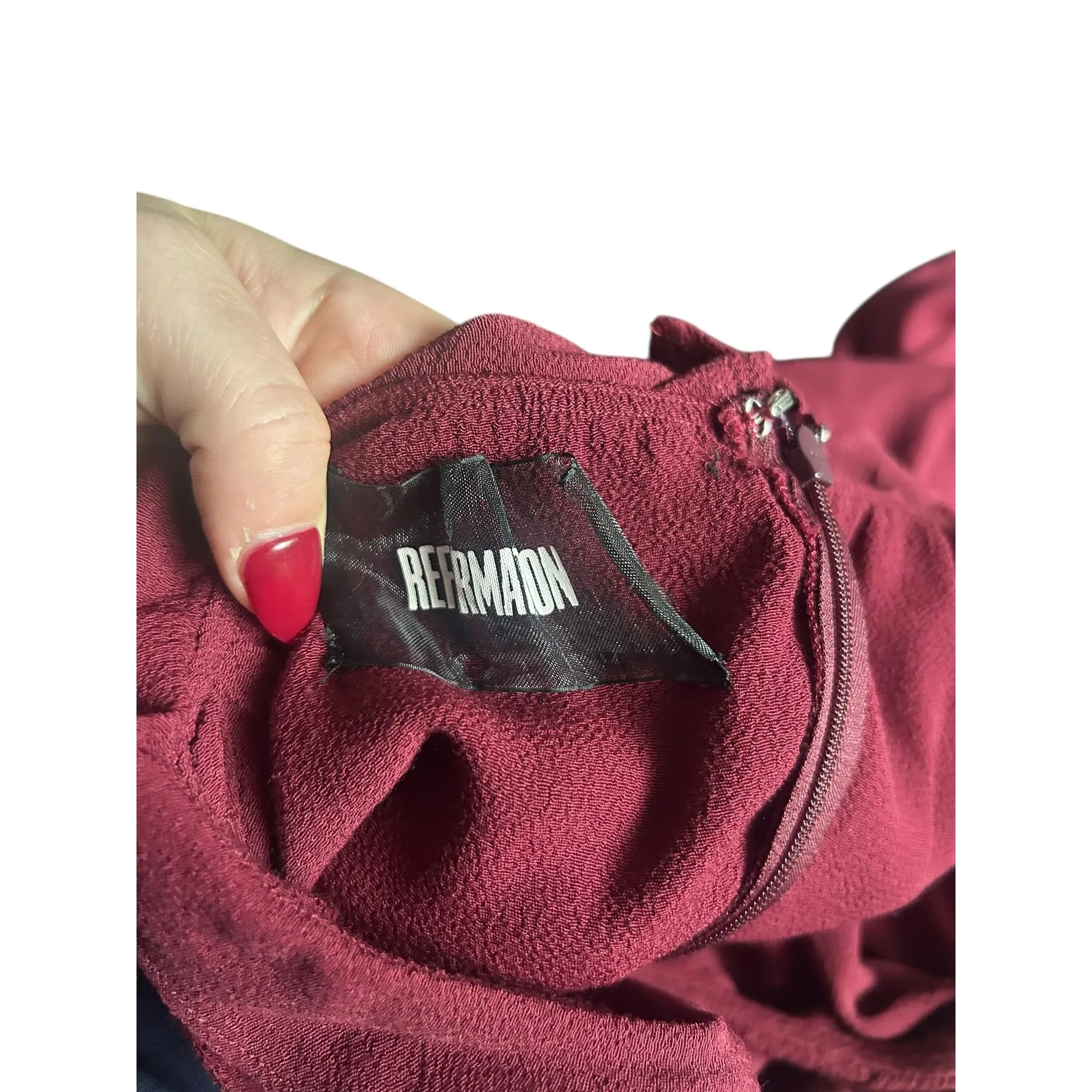 Reformation Red Off Shoulder Long Sleeve Ruffle Midi Dress Size 0 - Image 6