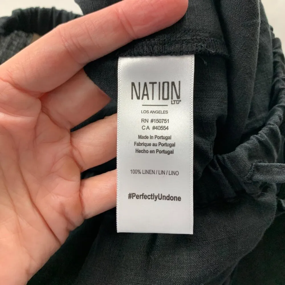 Nation LTD Black Linen Wide Leg Lounge Pant S - Image 5