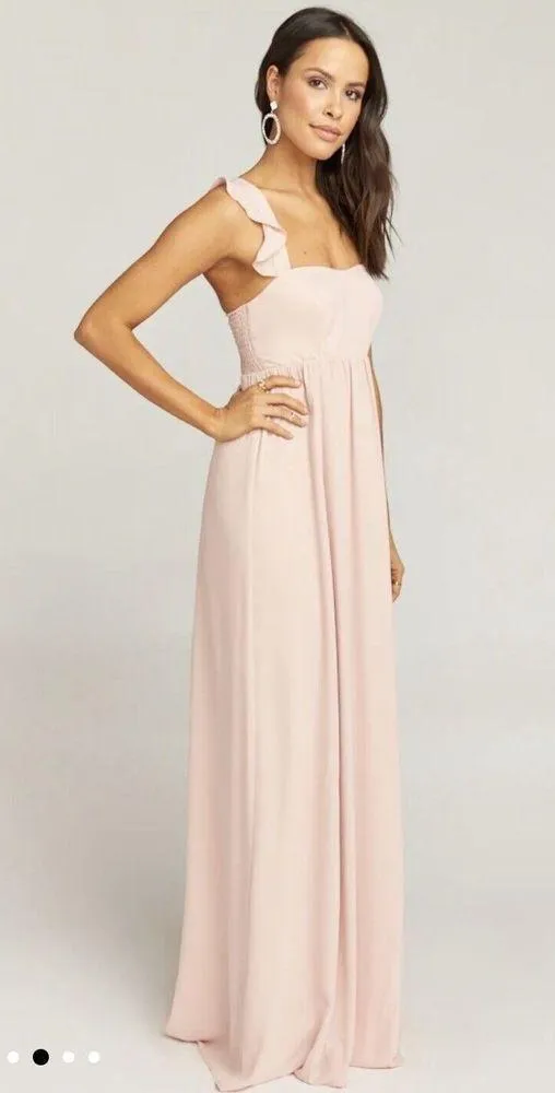 dusty blush crisp bridesmaid dresses WEDTREND Women Dusty Rose Ruched Bridesmaid Dress A-Line Puff Sleeves  V-Neck Wedding Guest Dress main image 1