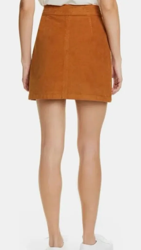 Frame Denim Le Bardot Tobacco Corduroy Fall Mini Skirt Side Zip - Size 23 - Image 10