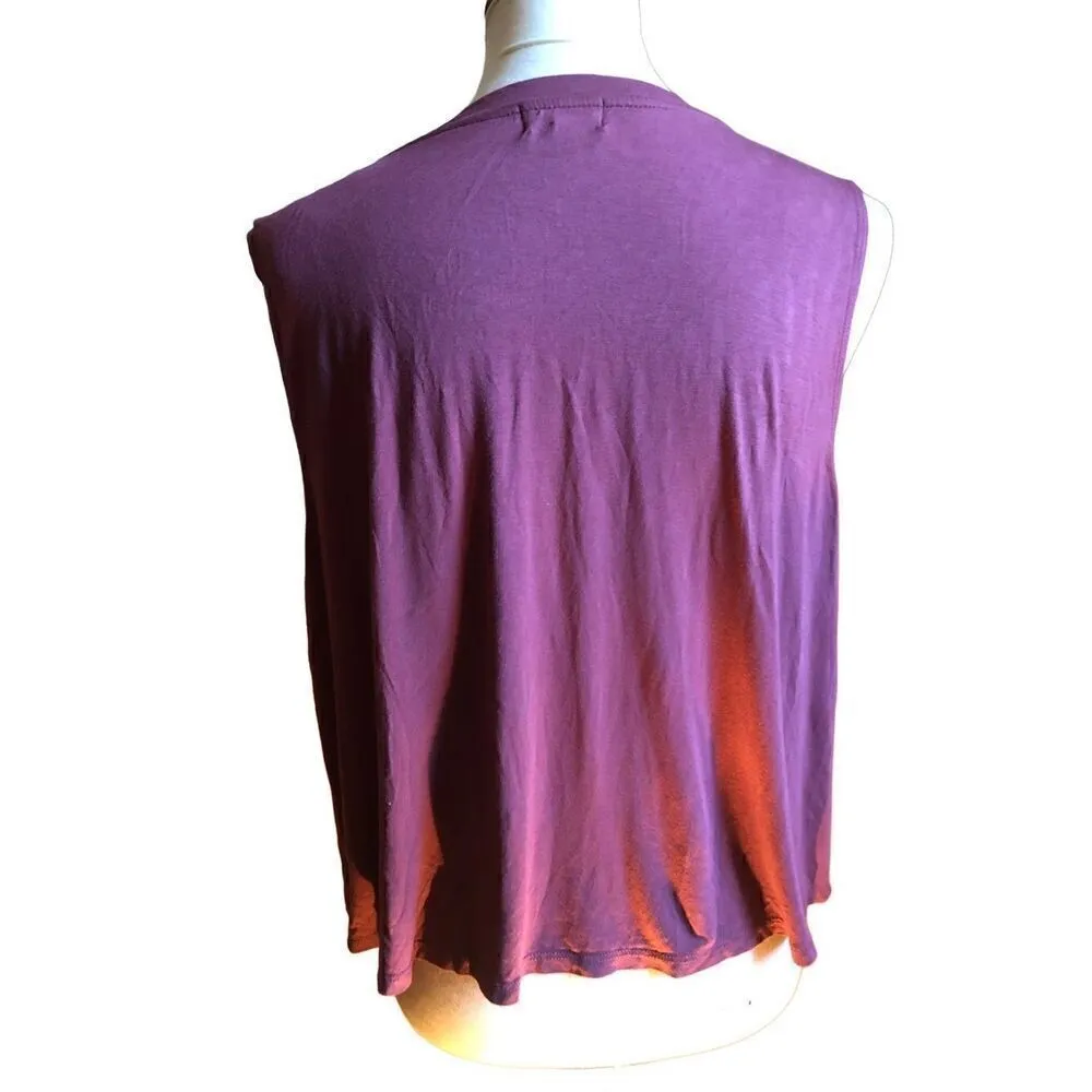 "HERE COMES THE SUN" Beatles George Harrison Song Burgundy slouchy tank crop top Red Size XL - Image 6