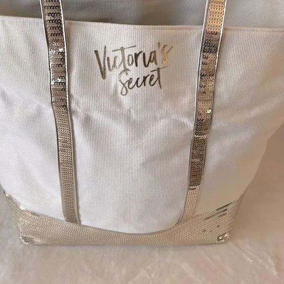 Victoria’s Secret’s Ivory gold Sequence Tote Bag - Image 2