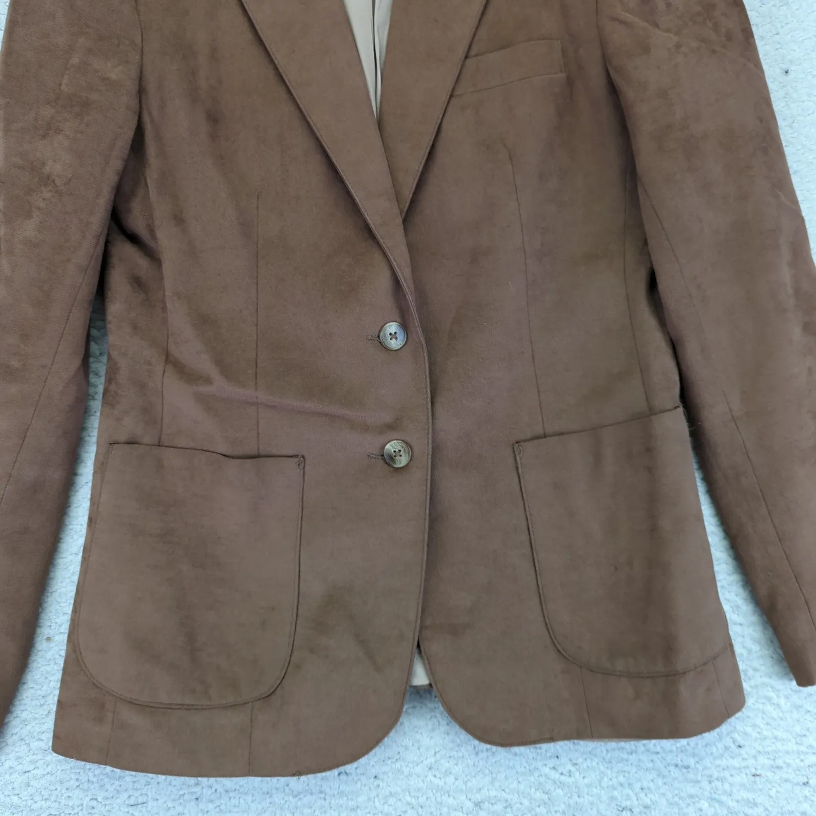 Vintage‎ FARAH Womenswear Brown Faux Suede Blazer Jacket Size 10 Academia - Image 6