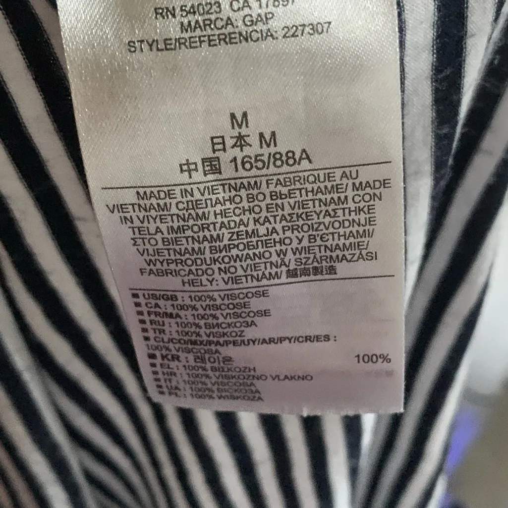 GAP Maxi Panel Striped Navy & White Dress Spaghetti Strap High Scoop Neck Sz M - Image 7