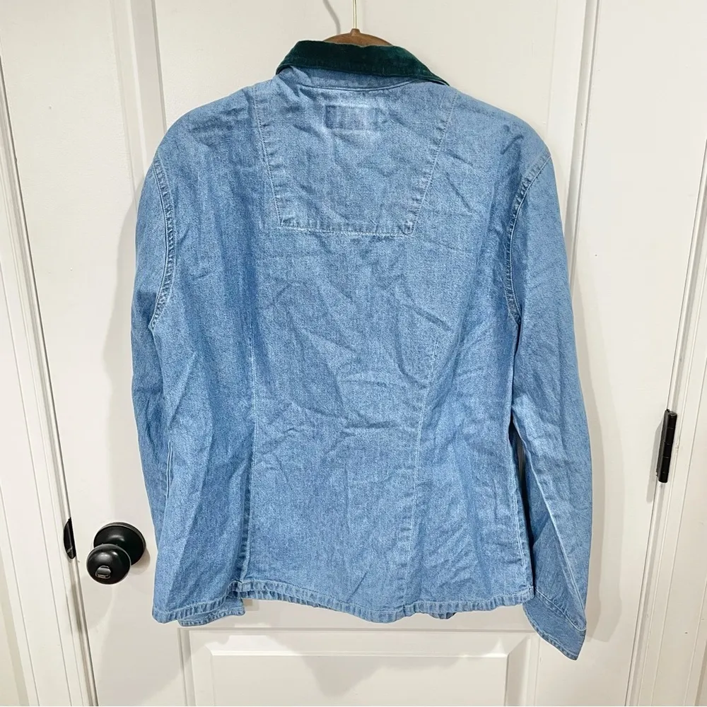 Vintage Denim BILLBLASS JEANS embroidered Teddy Christmas button down LG - Image 3