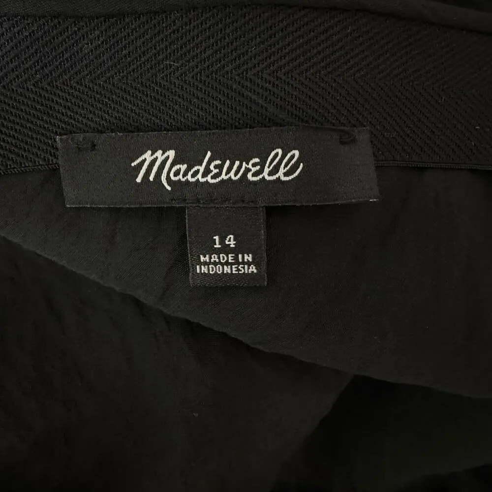 NEW Madewell The Layton Midi Slip Skirt Pull On Viscose Side Slit Black US 14 - Image 14