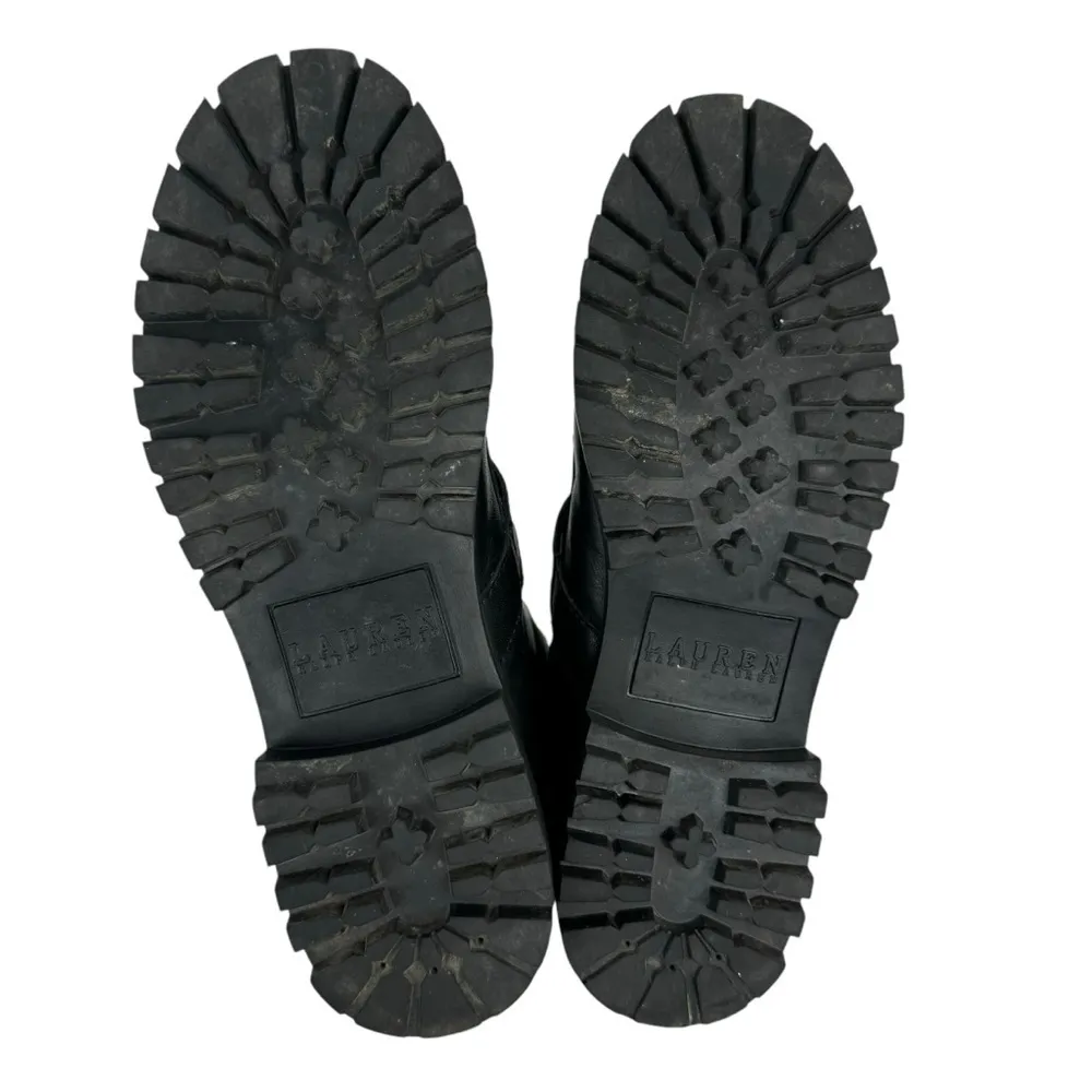 Lauren Ralph Lauren Zera Leather Lace Up Ankle Boots Black Buckle Womens Size 7B - Image 8