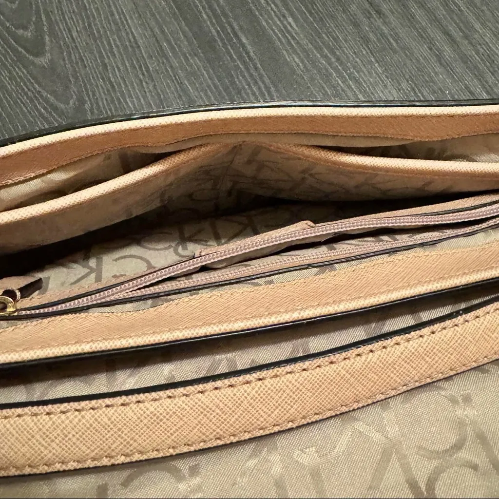 Calvin Klein Vintage Pink Leather Shoulder Purse Handbag w Metal Detail Strap - Image 7