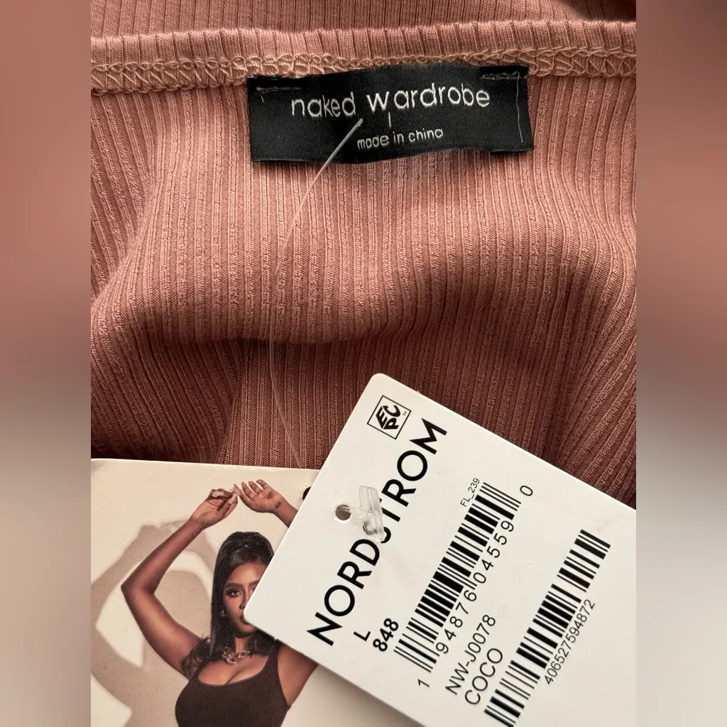 NWT Naked Wardrobe All Snatched Bustier Ribbed Tan Nude Jumpsuit Size Large - Image 6