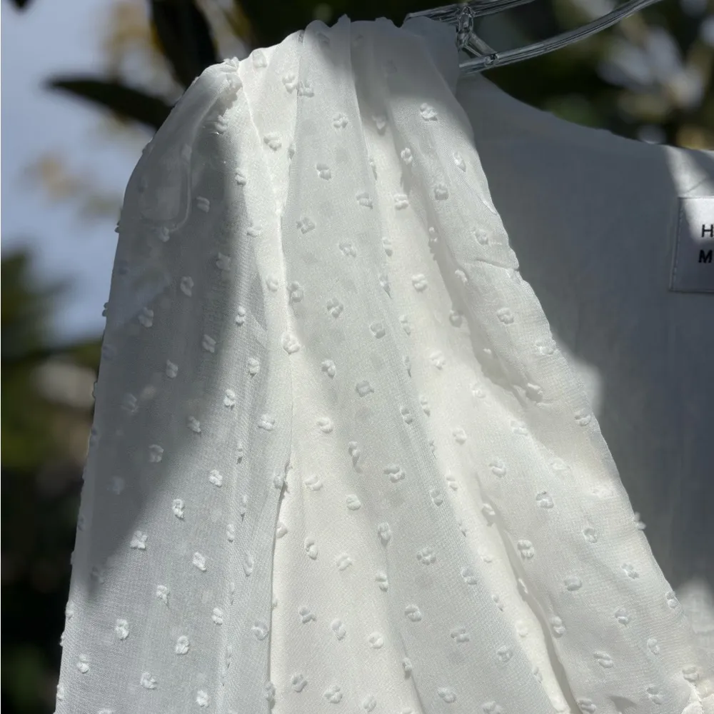 Hello Molly Twin Sister White Sheer Polka Dot Layered Fabric Mini Dress Size 2 - Image 7