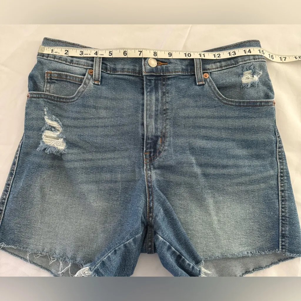 Signature by Levi Strauss Heritage High Rise Shorts Size 8 W29 Distressed Frayed Blue - Image 5