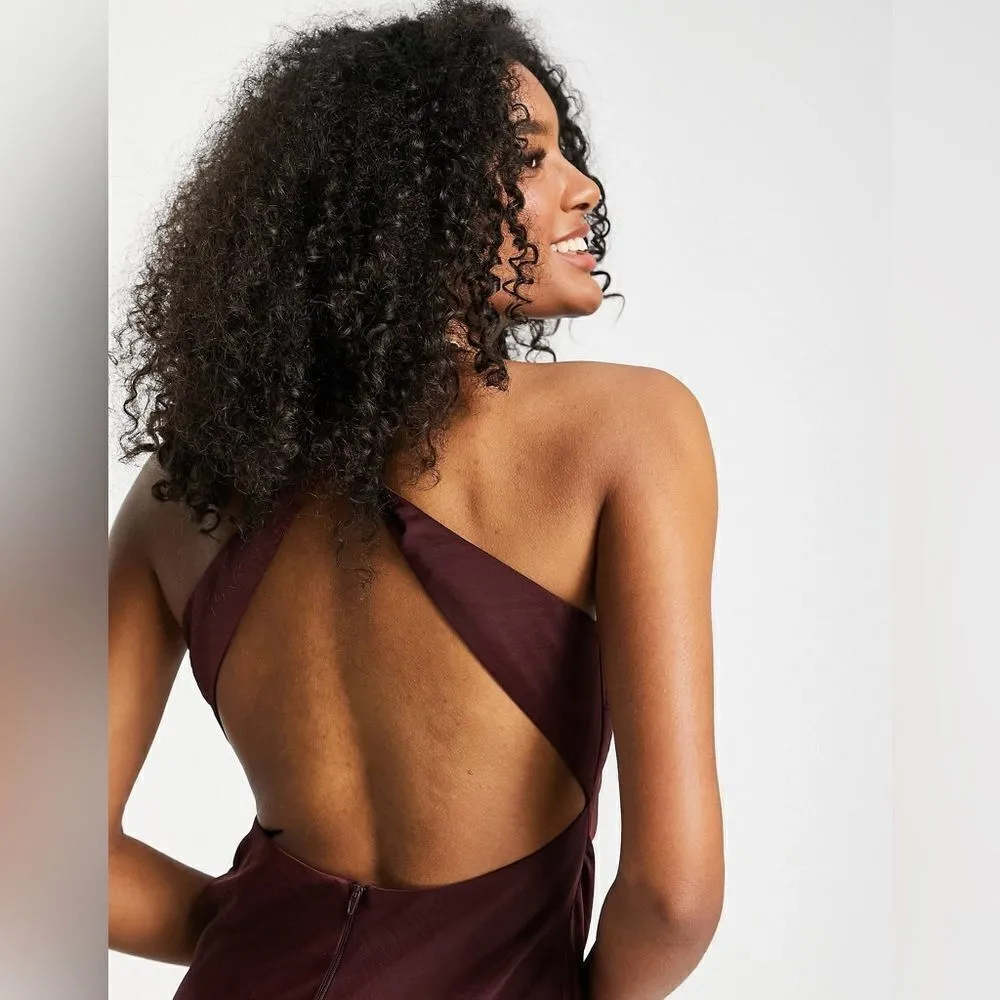 ASOS DESIGN bias cut midi dress with scoop back in satin twill C17 - Image 4