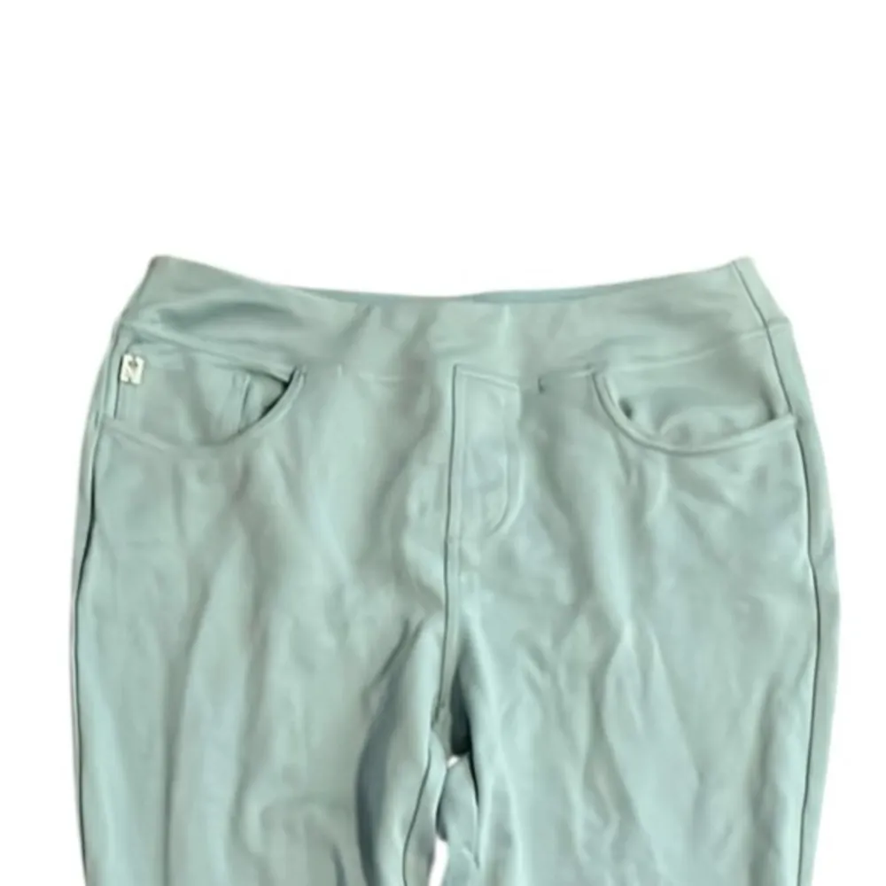 Belle by Kim Gravel Light Teal Cropped Pants with Zipper Accents Blue Size 12 - Image 2