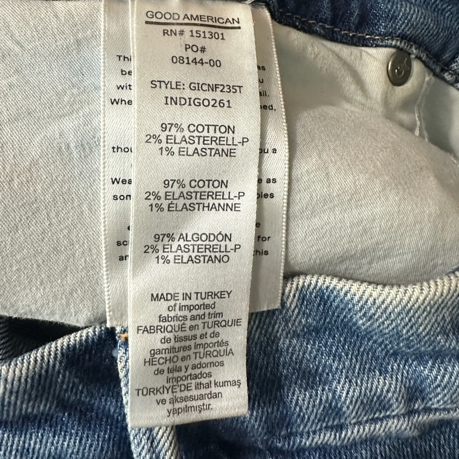 Good American Womens Good Curve Straight Jeans 14/32 Clean Girl Raw Hem - Image 5