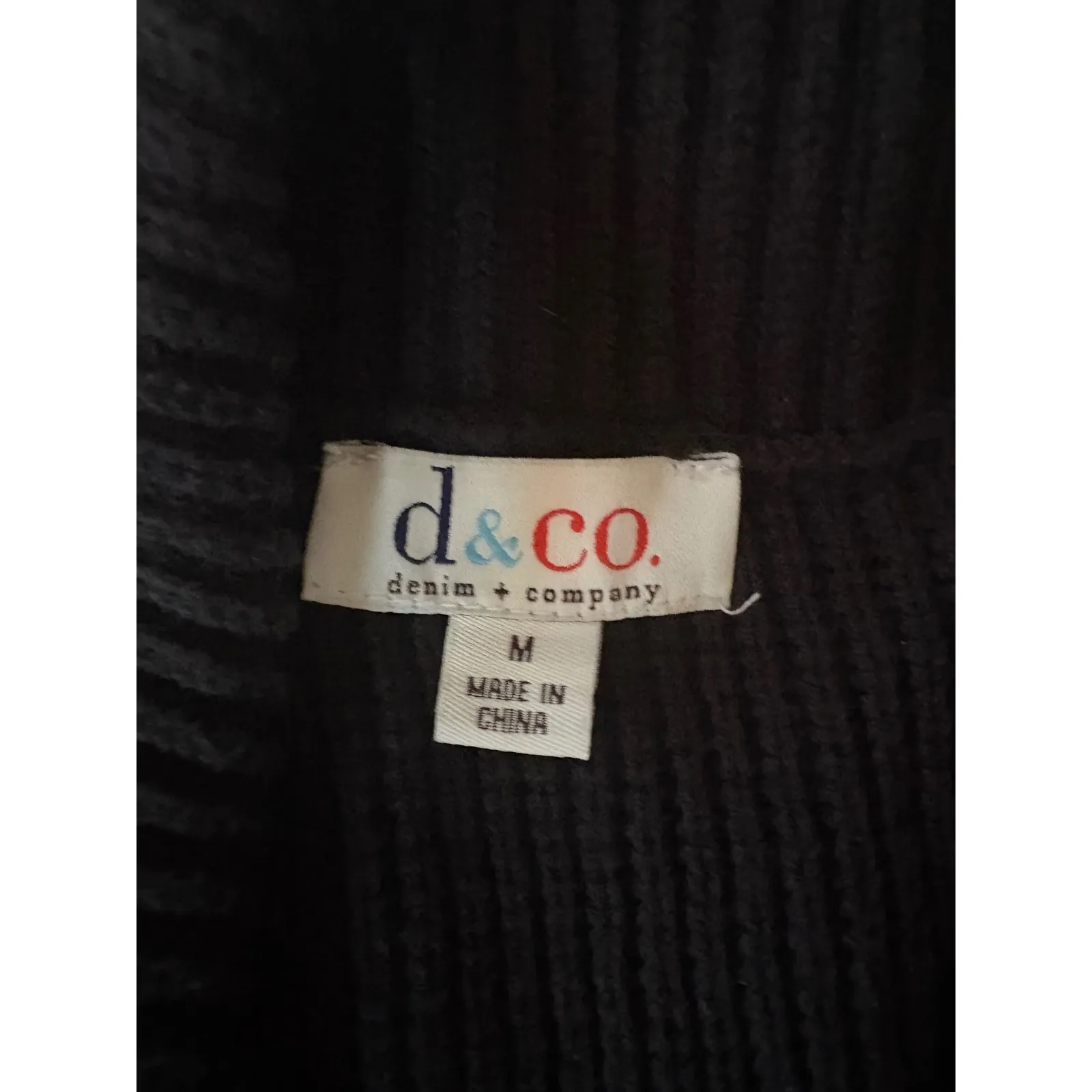 Denim & Company Black Knit Cardigan Sweater Jacket Pockets Button Front Size M - Image 3