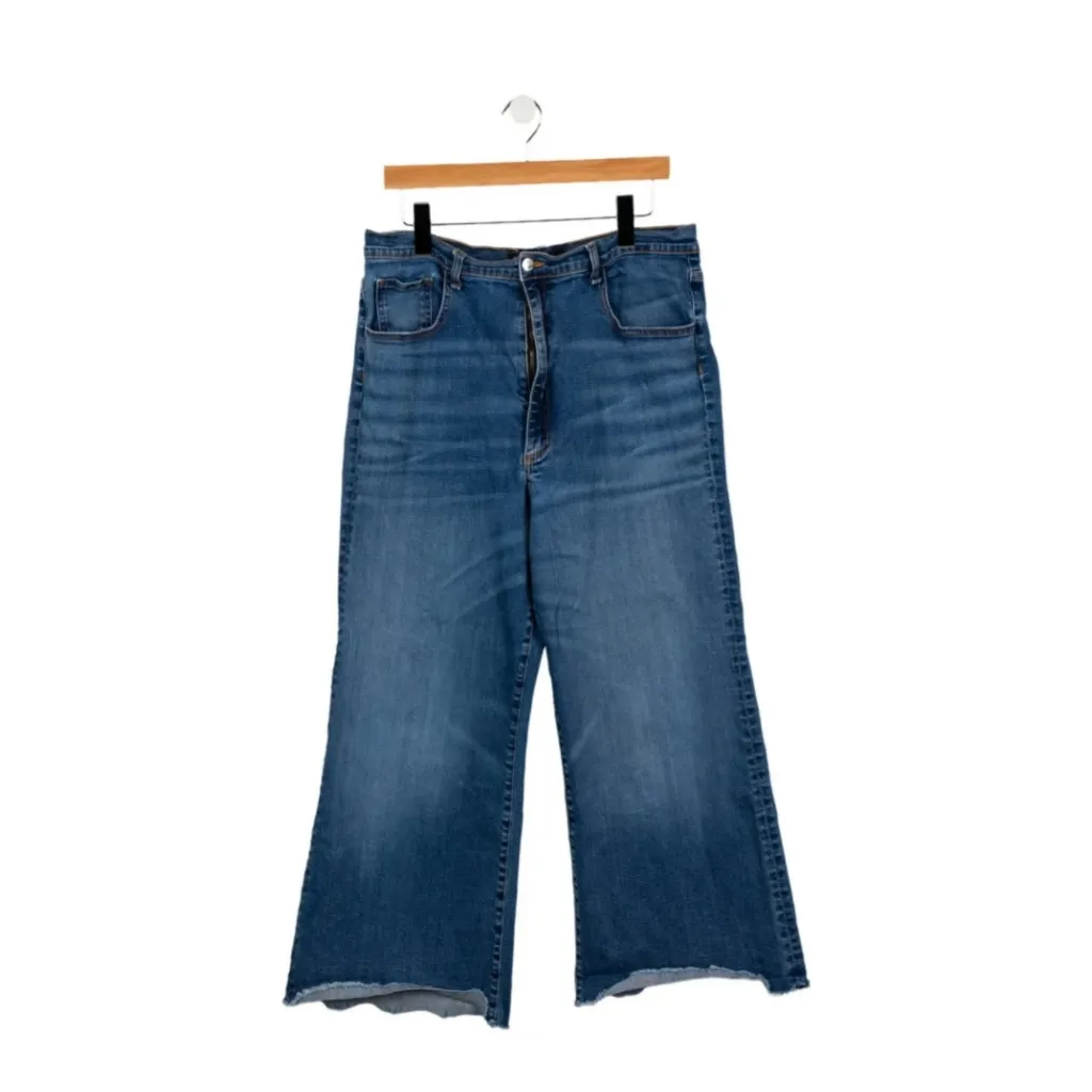 Veronica Beard Jeans High-Rise Raw Edge Wide Leg Jeans Size: Large - Image 2