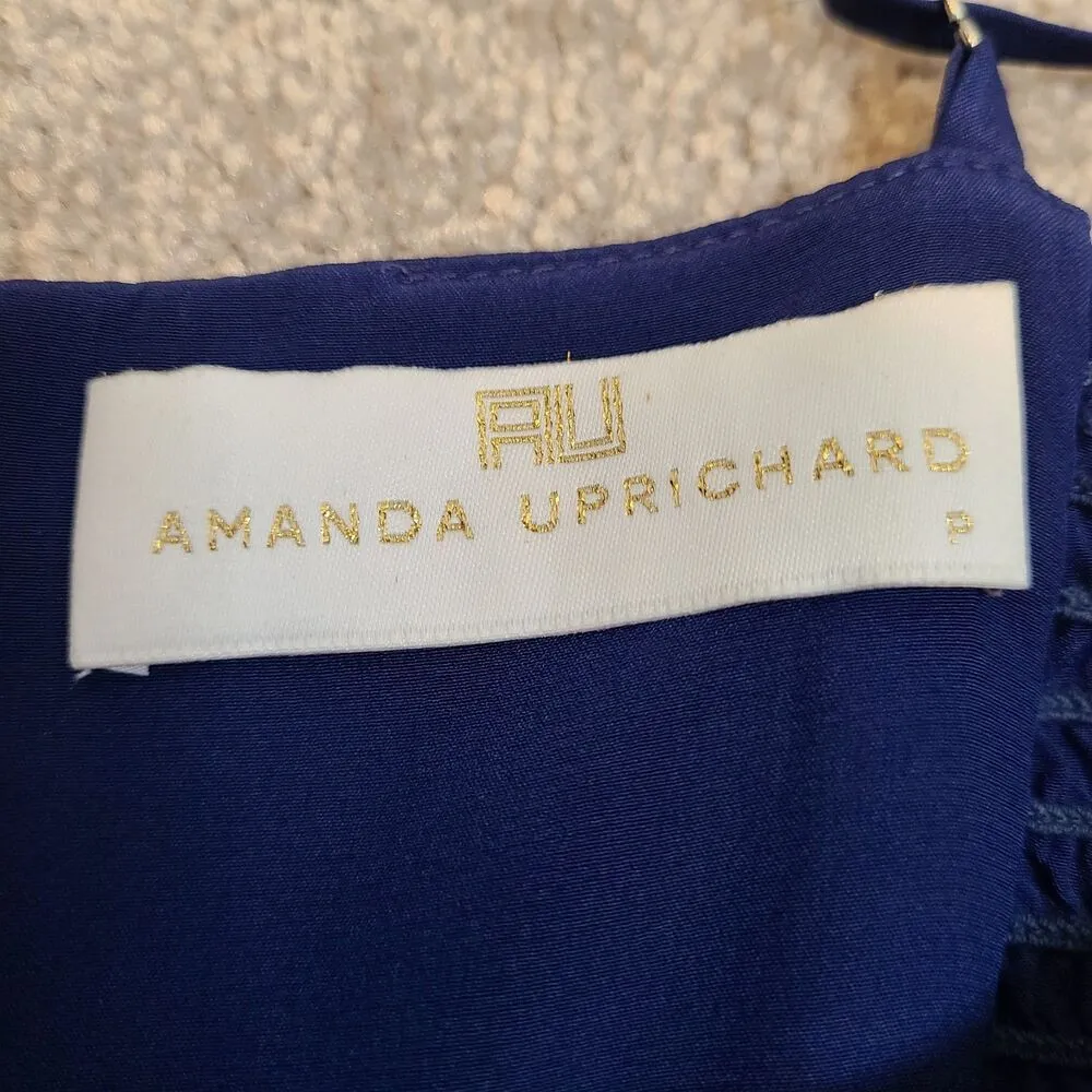 Amanda Uprichard Maxi Dress XS Navy Blue 100% Silk Spaghetti Strap Made USA - Image 7