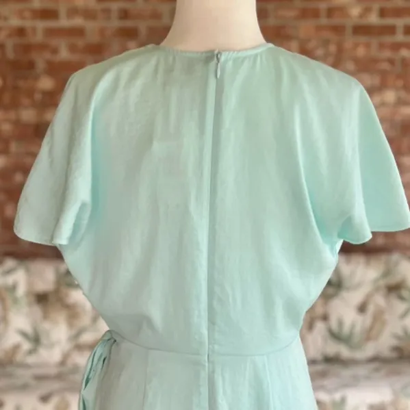 NWT Bar III Dress Mini Tie Waist Short Dolman Sleeve M Aqua Blue Garden Party - Image 11