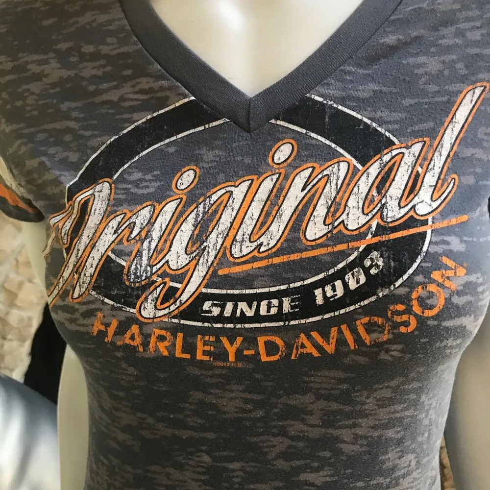 Harley Davidson Legacy Midland -Odessa Texas Gray V-Neck Short Sleeve Shirt S - Image 4