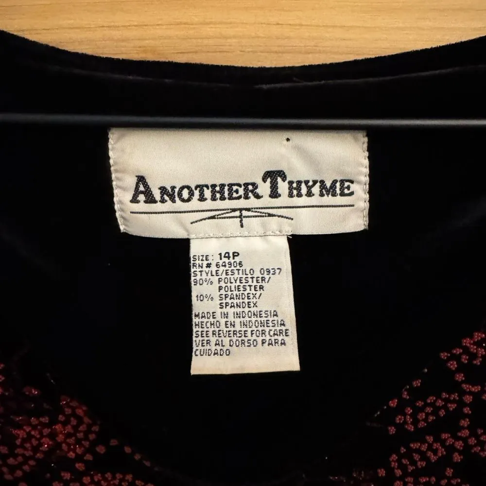 Another Thyme Size Large Maxi Velvet Dress Sparkly Red Floral Whimsigoth Black - Image 12