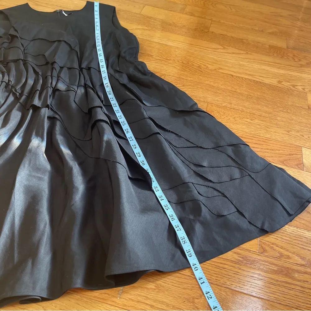 COS Tiered Ruffle linen Blend Sleeveless Pullover A Line Mini Dress Black Sz 12 - Image 8