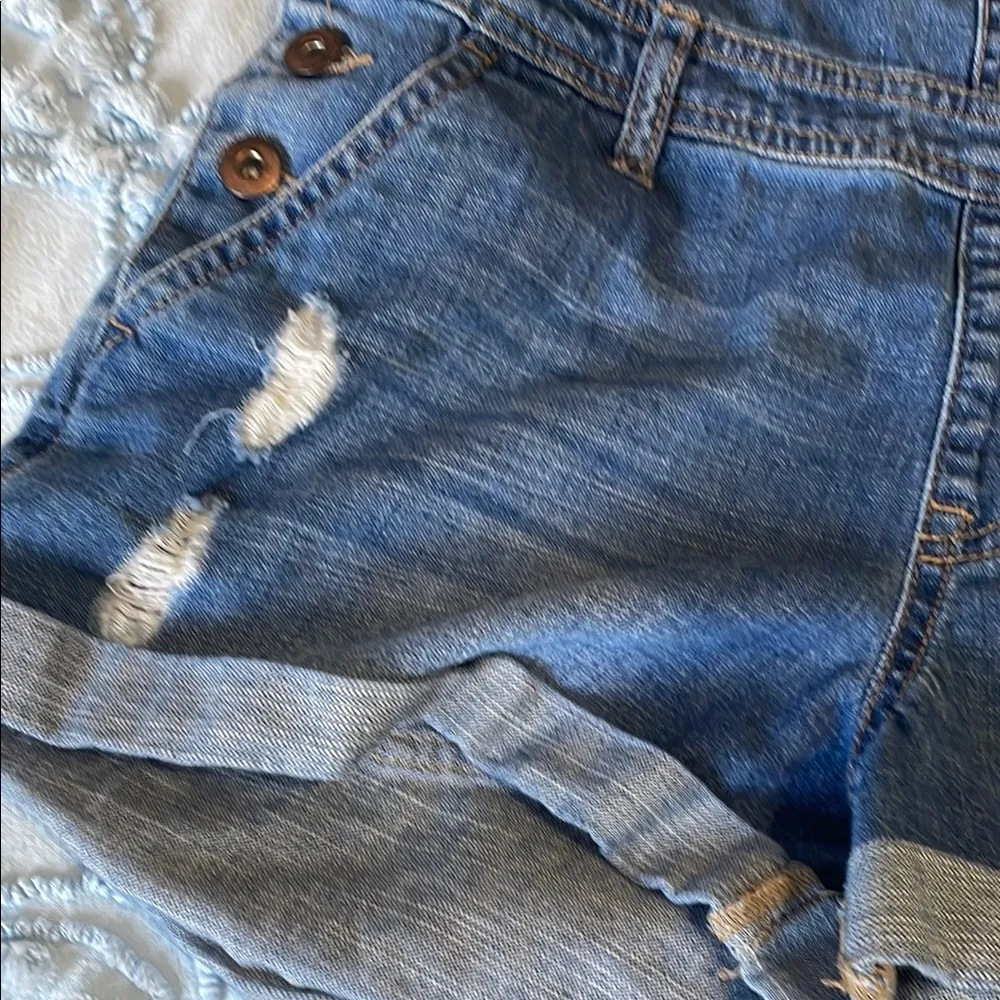 Denim Distressed Overalls - Image 3