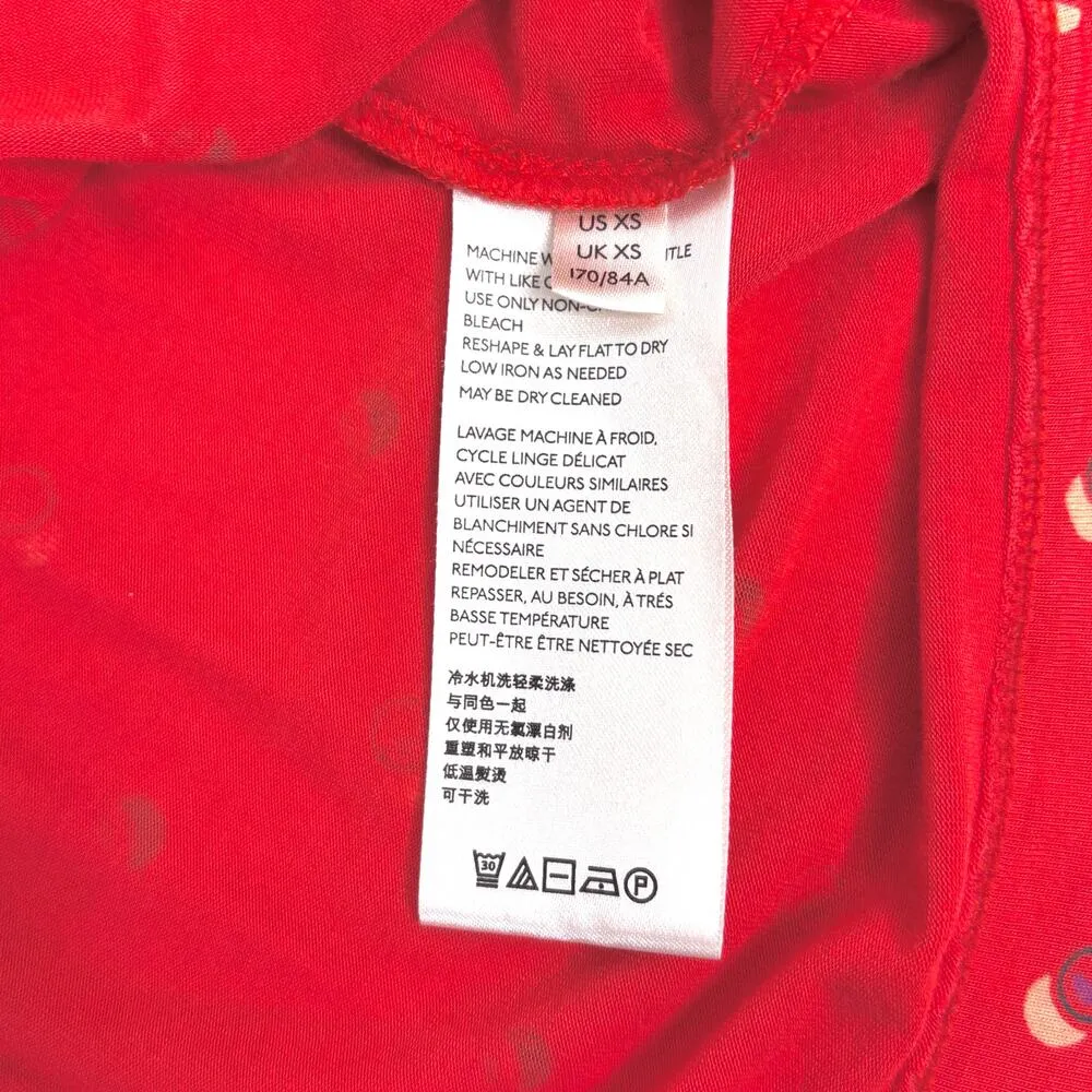 Anthro Maeve Jacquin Red Printed Peasant Blouse - XS - Image 7