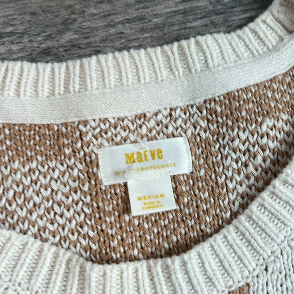 MAEVE By Anthropologie Checkered Sweater Vest Women's Size M Neutral BOHO #160 - Image 9