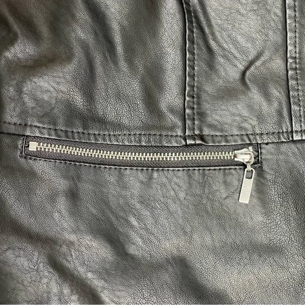 Christopher & Banks | Black Zip-Up Faux Leather Jacket | PXL - Image 6