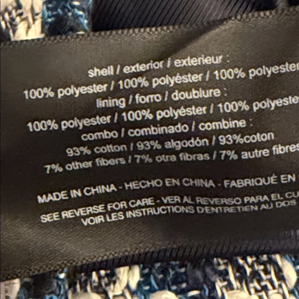 Sam Edelman Blue Tweed Fiona Double Breasted Collarless Blazer Size Medium - Image 8