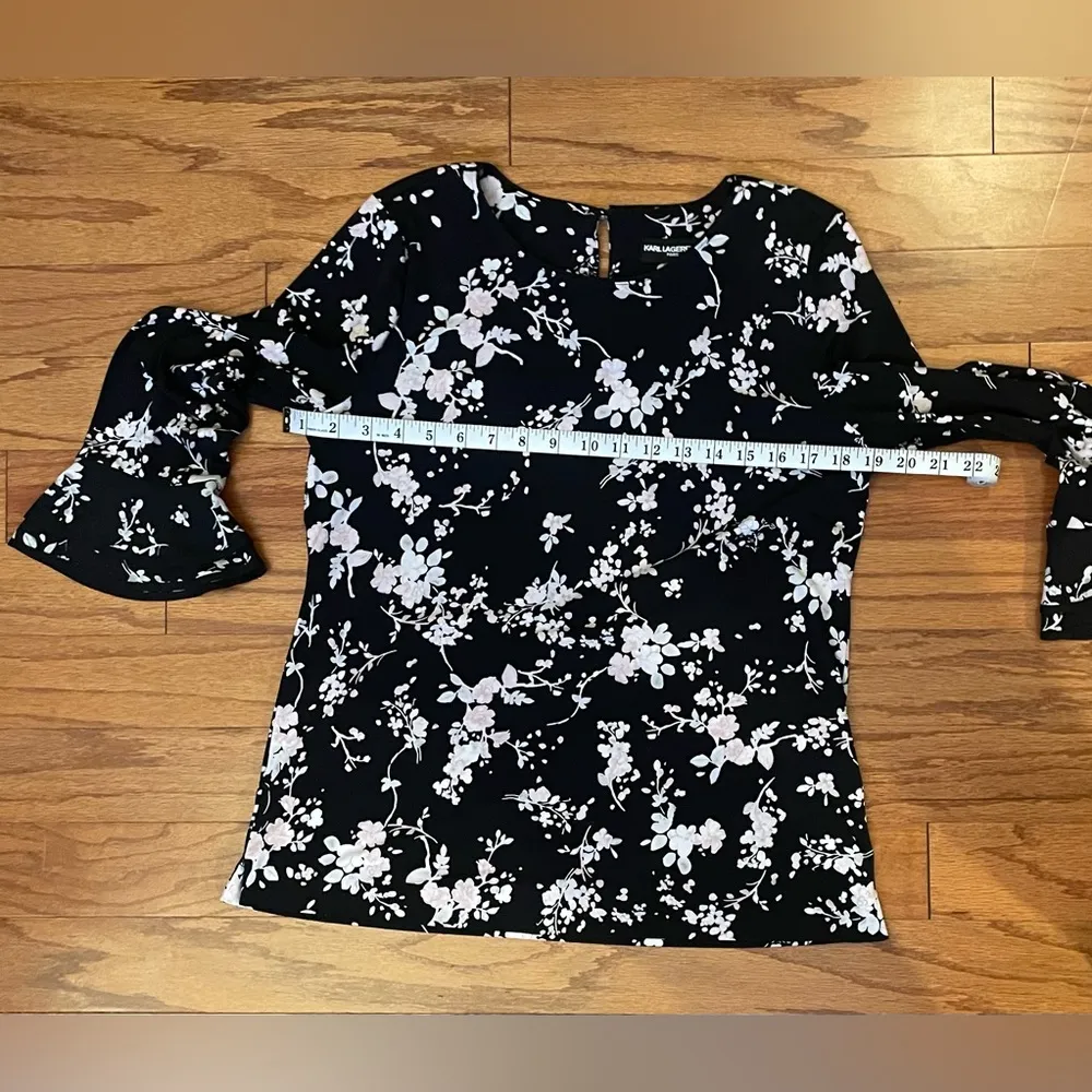 Karl Lagerfeld- Black and White Boxy Blouse Size L - Image 7