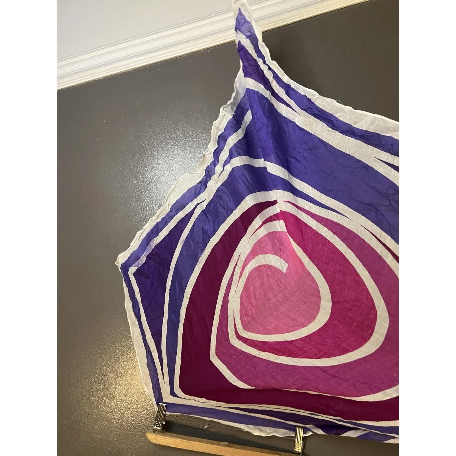 Vana Scarf Womens One Size Purple Pink Geometric Square Japan Lightweight - Image 3