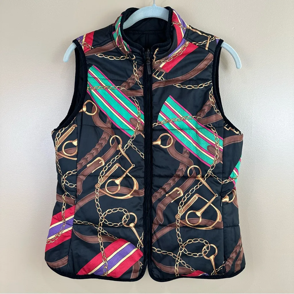 Lauren Ralph Lauren Black Quilted Reversible Riding Vest Equestrian Medium - Image 12