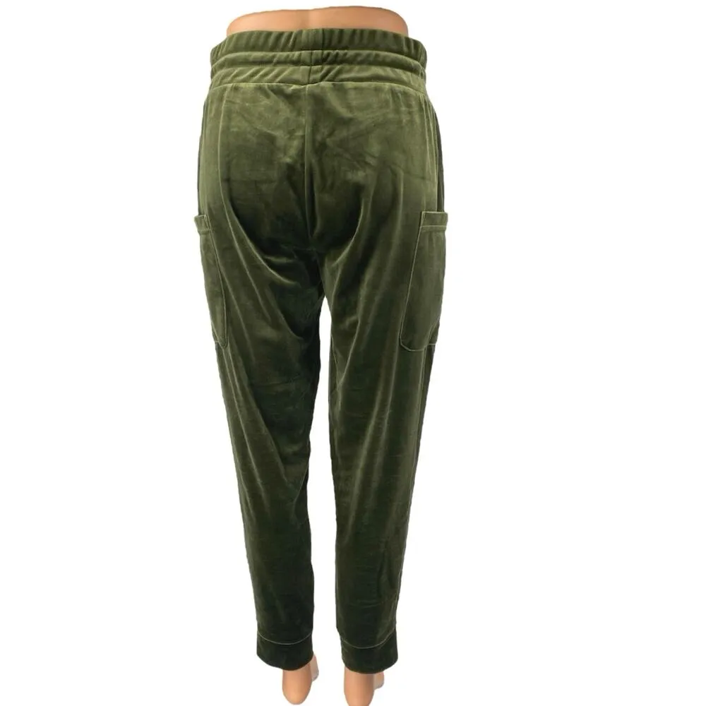 Kyodan Women's Green Velvet Velour High Rise Tapered Jogger Sweat Pants Size XS - Image 3