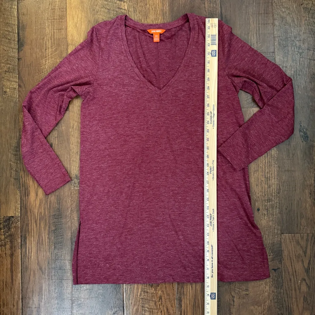 JOE FRESH burgundy v-neck tunic, size M - Image 6