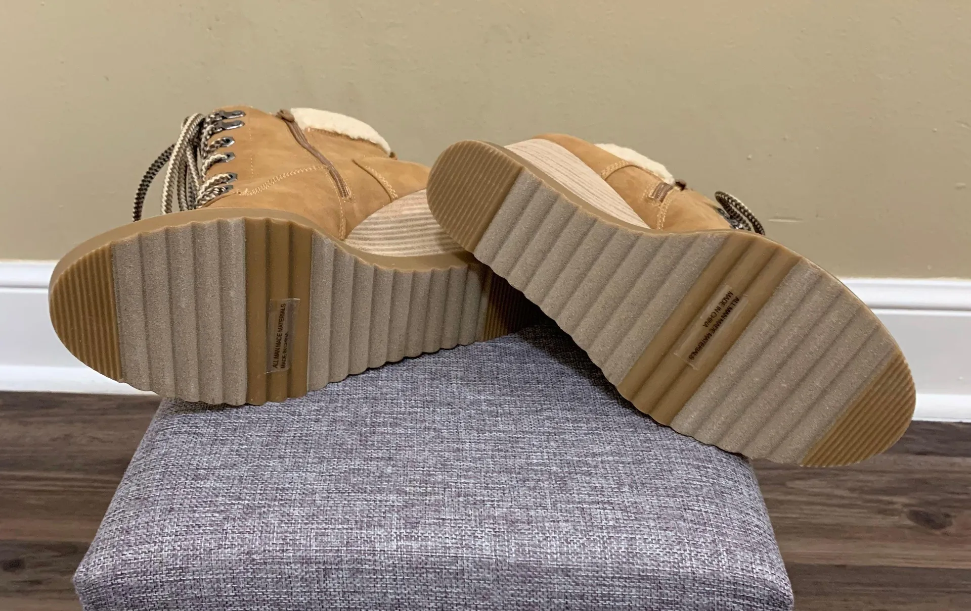 DV  Tan Sherman Lace Up Wedge Booties - Image 8