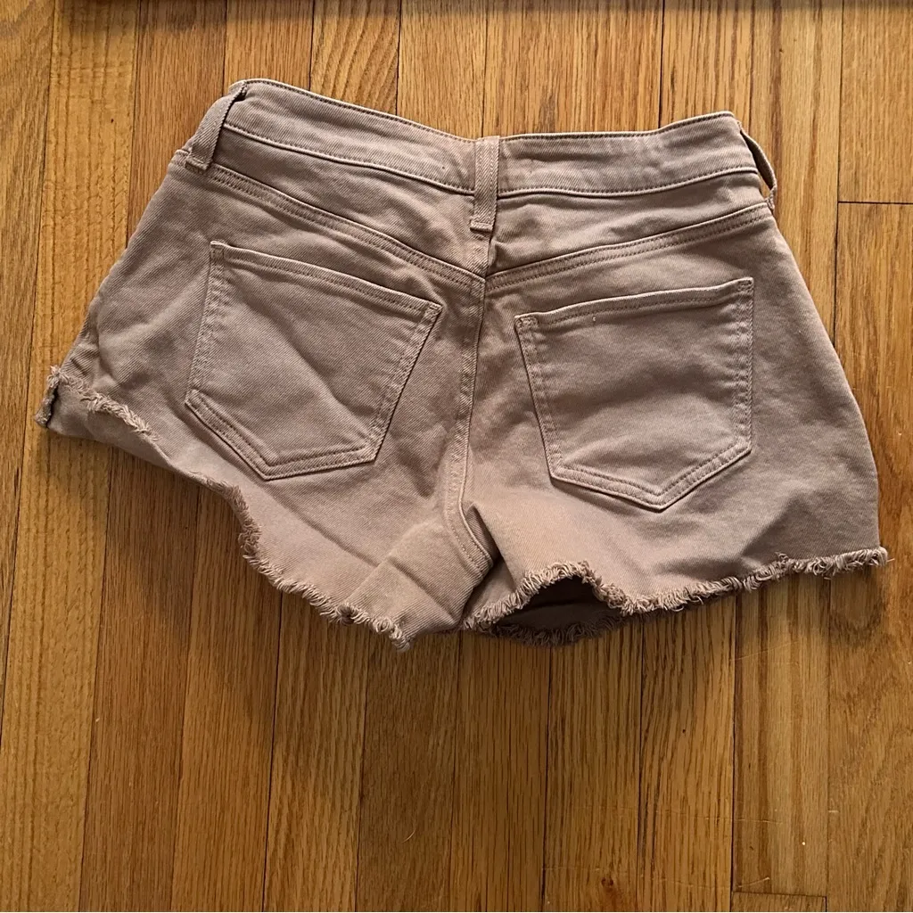 SO Denim Cutoff Shorts (7) – Tan Brown Distressed Frayed Hem Western Vibe - Image 3
