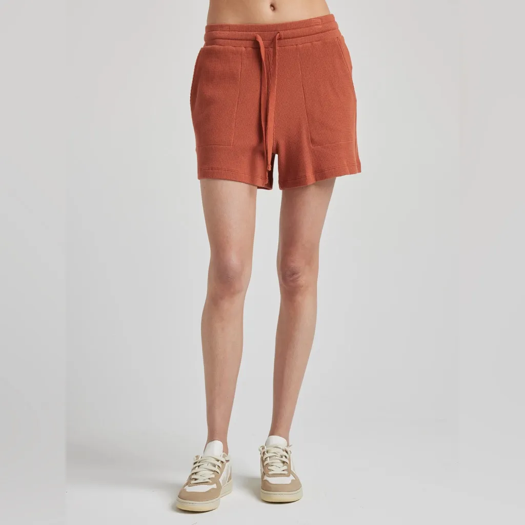 LOSANO Baked Clay Organic Cotton Waffle Lounge Set Small Made in‎ Los Angeles Orange - Image 13