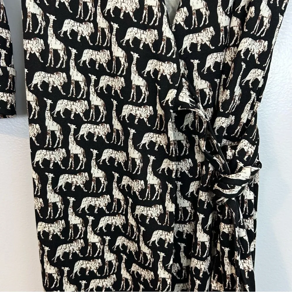 Diane Von Furstenberg 100% Silk African Zoo New Julian Twist Wrap Dress Sz 2 - Image 12