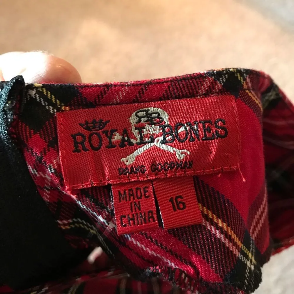 Royal Bones By Tripp Red Plaid Skirt 16 goth punk holiday school girl - Image 6