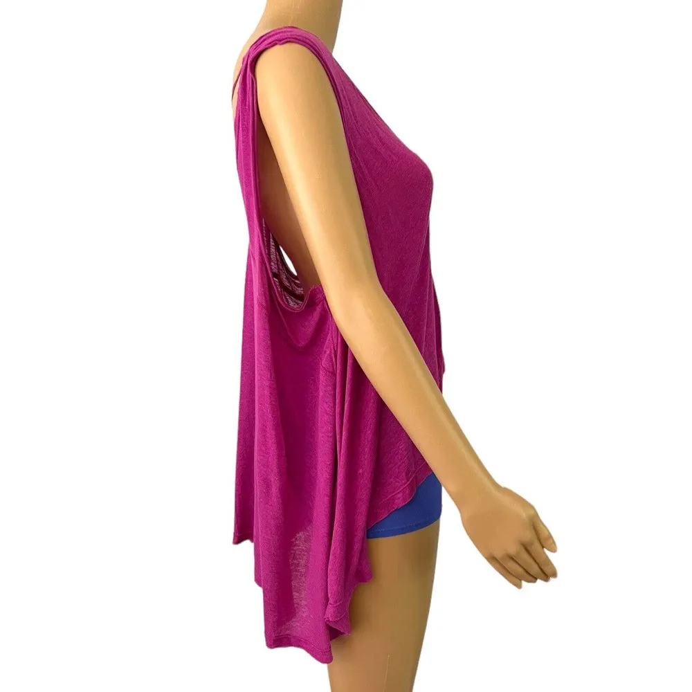 Free People Purple New Vibes Beaded Boho Asymmetrical Tank Top Size Small - Image 4