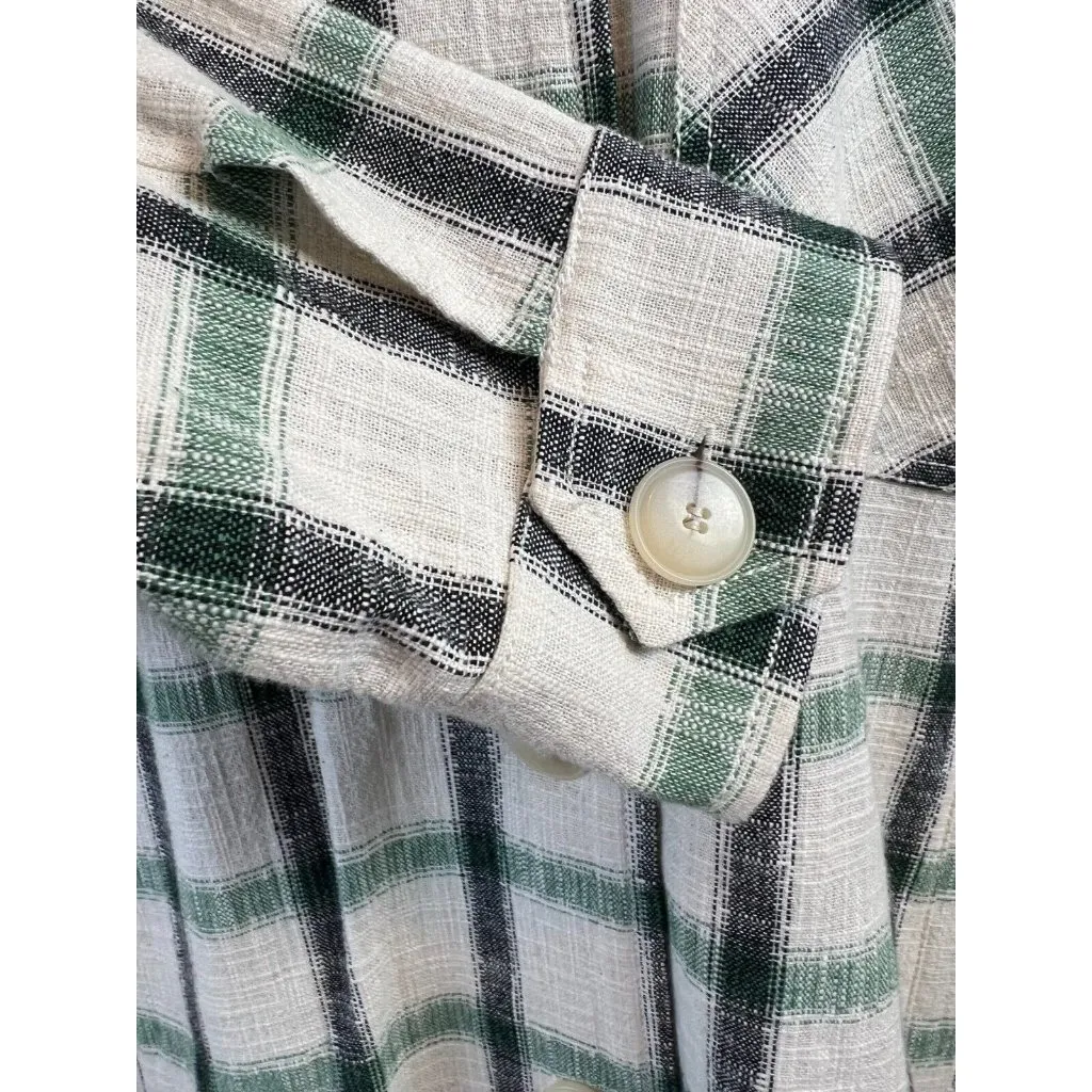 ZARA Shacket Jacket Green Plaid Overshirt Button Front Shirt XS Extra‎ Small - Image 11