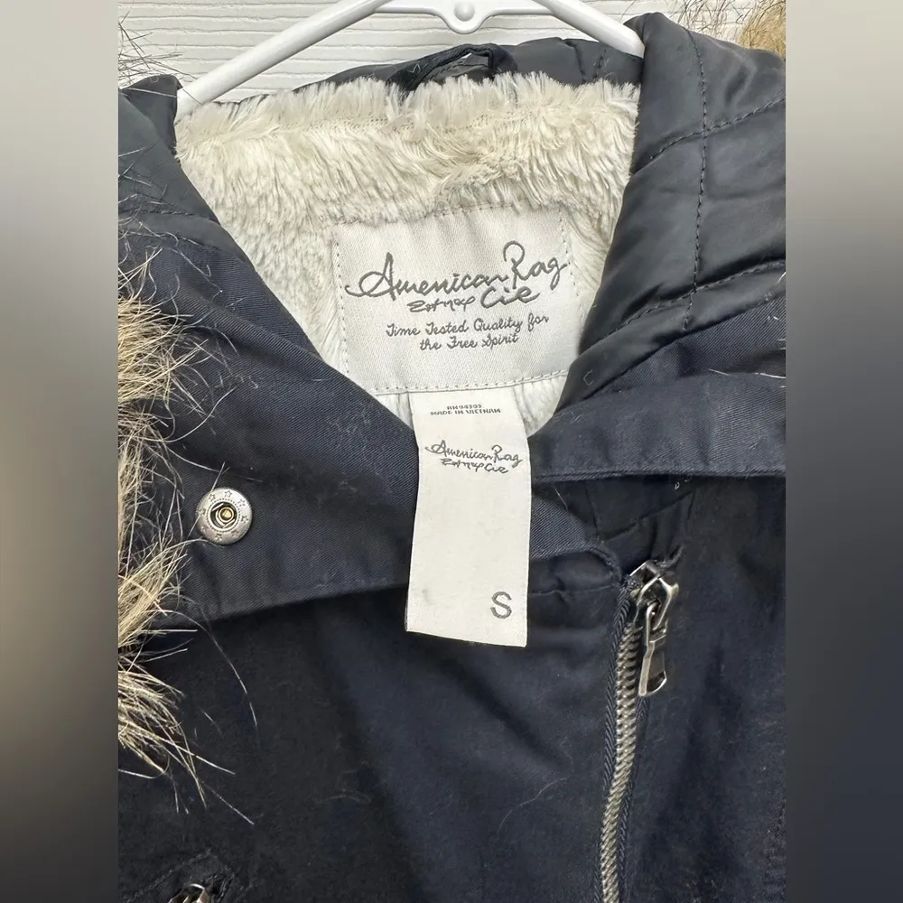 Women's Black Parka with Faux Fur Hood - Image 3