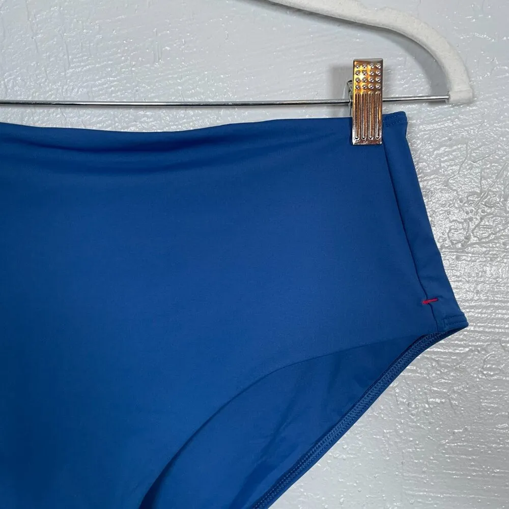 Everlane ReNew Women L Blue High Waisted Hipster Bikini Bottom Swim Stretch - Image 3